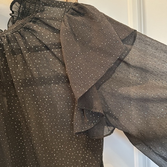 Zara Sheer Grey Sparkle Blouse Small NWT - Picture 7 of 13